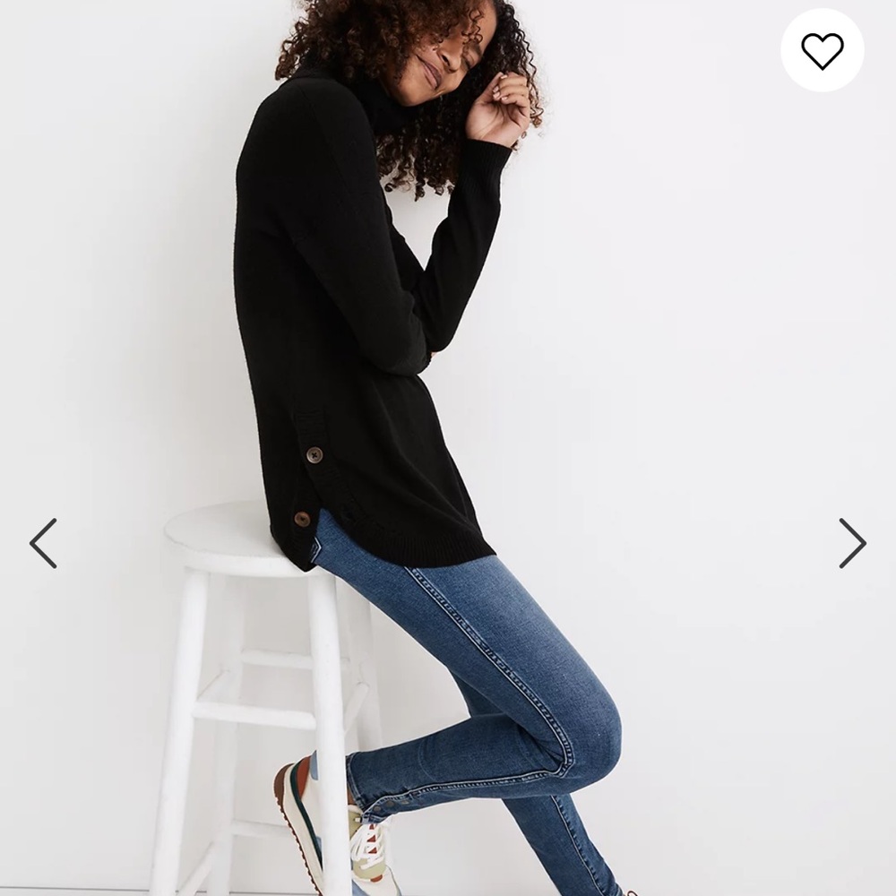 Madewell Crestland Side-Button Turtleneck Tunic Sweater - S